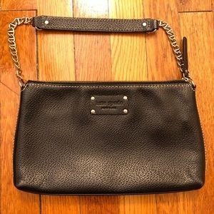 Kate Spade black leather clutch with chain strap